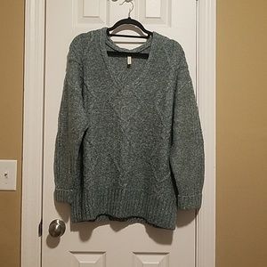 Wishlist V Neck Sweater with Cuffed Sleeves